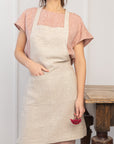 Moss Green linen apron