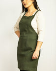Moss Green linen apron