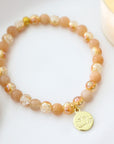 Sunstone Elastic Bracelet | 24K Lotus Flower Charm