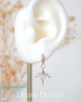 "Bloom" 24 Karats Cubic Zirconia Flower Petals Hook Earrings