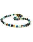 Green Baltic Amber Necklace with Apatite African Turquoise Aventurine