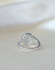 925 Silver Diamond Button Statement Ring