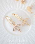 "Bloom" 24 Karats Cubic Zirconia Flower Petals Hook Earrings