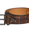 Vegas Brown Blue Leather Men Belt