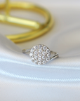 925 Silver Diamond Button Statement Ring