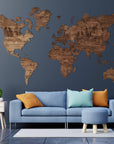 Wooden World Map Wall Art Home Decor Large Travel Map Wood Gift