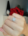 925 Silver Diamond Button Statement Ring