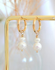 24 Karats Freshwater Pearls Baroque Dangle Hoops