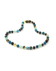 Green Baltic Amber Necklace with Apatite African Turquoise Aventurine