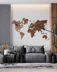 Wooden World Map Wall Art Home Decor Large Travel Map Wood Gift