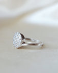 925 Silver Diamond Button Statement Ring