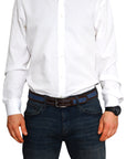 Swindon Brown Blue Leather Men Belt