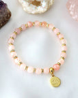 Rose Quartz – Amethyst Elastic Bracelet | 24K Lotus Flower Charm