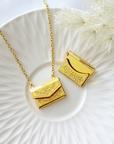 24 Karats Daisy Envelope Locket Necklace