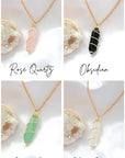 18K Double Ended Natural Healing Crystals Hand Wired Necklace
