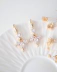 "Bloom" 24 Karats Cubic Zirconia Flower Petals Hook Earrings