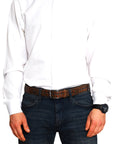 Vegas Brown Blue Leather Men Belt