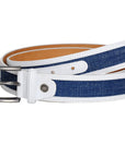 Swindon White Blue Leather Men Belt