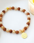 Goldstone Elastic Bracelet | 24K Lotus Flower Charm