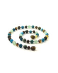 Green Baltic Amber Necklace with Apatite African Turquoise Aventurine