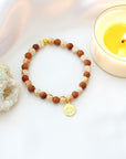 Goldstone Elastic Bracelet | 24K Lotus Flower Charm