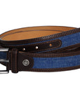 Swindon Brown Blue Leather Men Belt