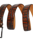 Vegas Brown Blue Leather Men Belt