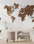 Wooden World Map Wall Art Home Decor Large Travel Map Wood Gift