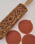 Engraved Rolling Pin Natural Wood Folk Kitchen Pins Handmade - Hiro