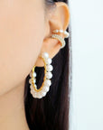 18 Karats Gold Hand Wired Pearl Hoops